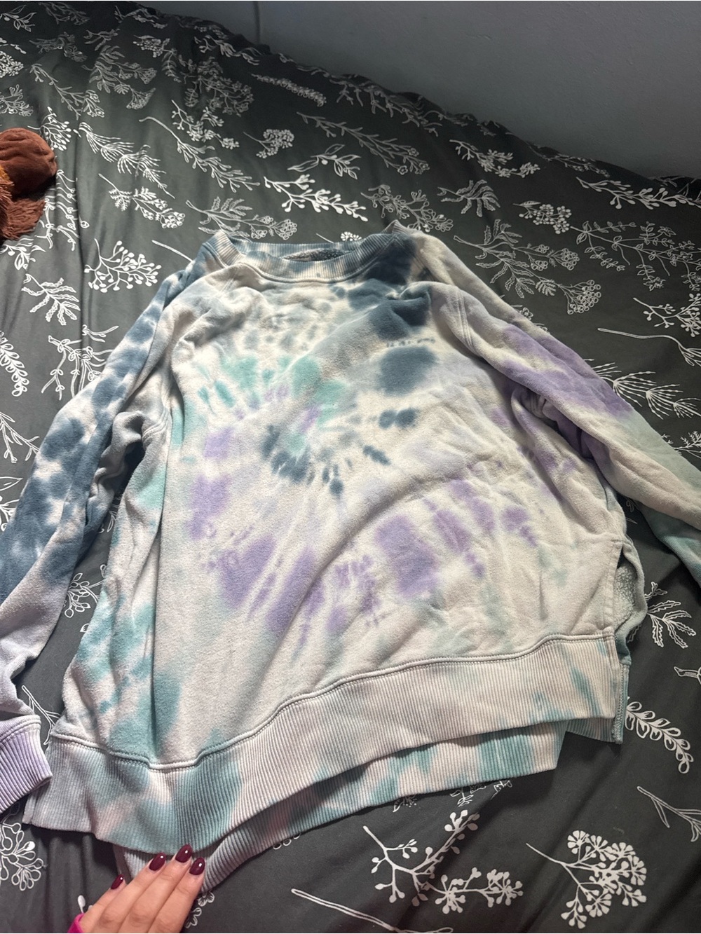 Tie-Dye Pastel Crewneck Sweatshirt - Women's Light Blue & Lavender